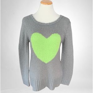 Ultra Flirt Pullover Knit Sweater with Front Heart and Back U